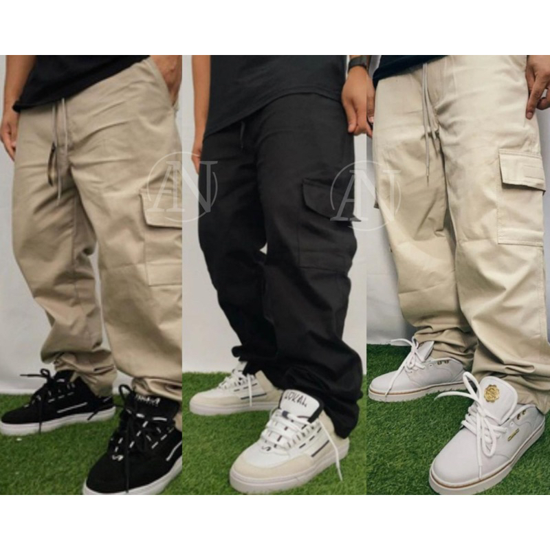 CALÇA CARGO LARGA SARJA MASCULINA / FEMININA SKATE 6 BOLSAOS FECHAMENTO CORDÃO MODA UNISSEX 2023 em Oferta na Shopee