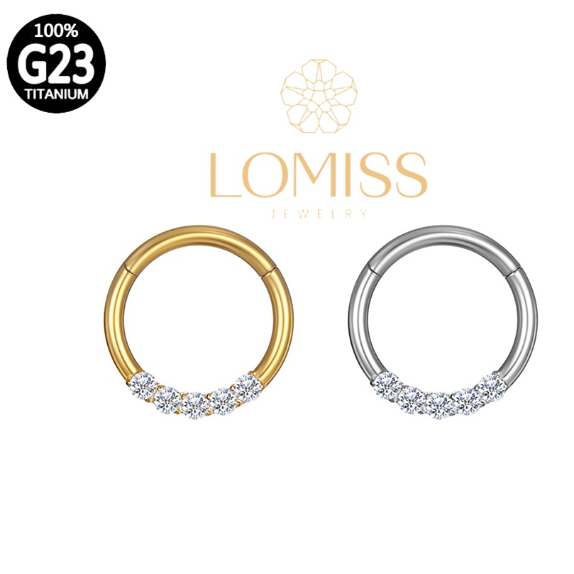 Piercing Orelha Nariz Argola Clik Titânio pvd 5 Zircônia Lomiss  piercing - Fashion Accessories