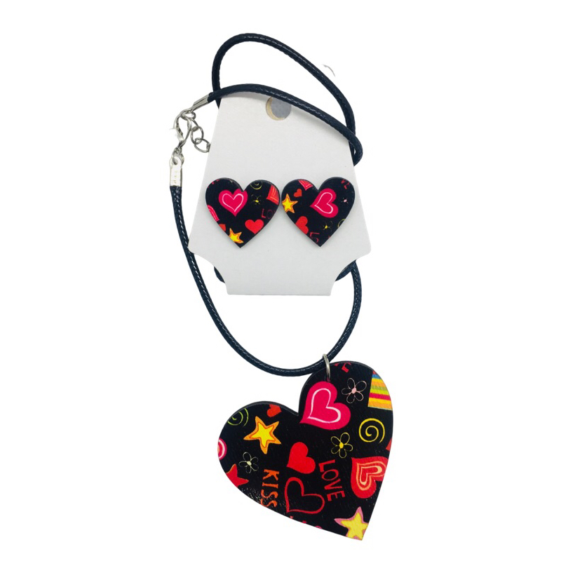 Colar com Pingente Coração e Brincos Afro Bijuteria em Oferta na Shopee