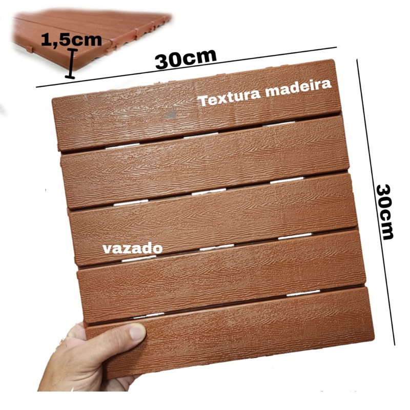 Kit 26 Deck TexturaPlástico 30x30 Encaixe Fácil Piscina Varanda, Sacada