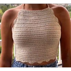 Blusa Feminina Cropped Crochê Debora 34/36/38/40/42/44/46/48