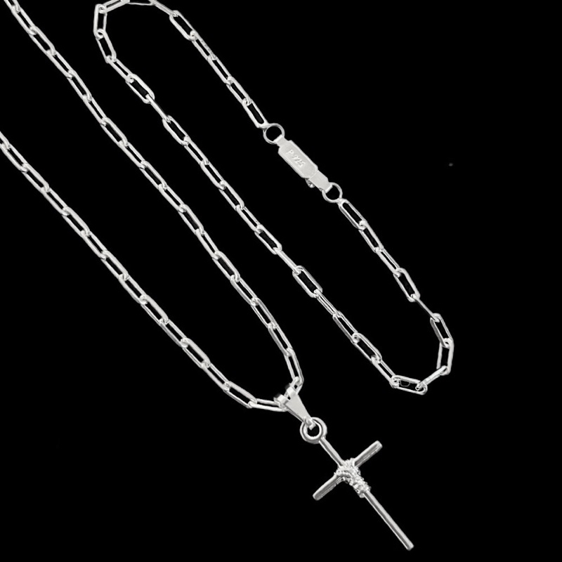 Kit Cordão Correntinha + Pulseira 3mm Pingente Cruz Banhado A Prata 925 em Oferta na Shopee