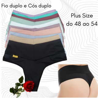 kit 6 Calcinhas Plus Size Modeladora Cós Alto Duplo Fio Duplo. em Oferta na Shopee