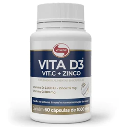 Vitamina D - Vita D3 + C + Zinco 60 Caps De 1000mg Vitafor