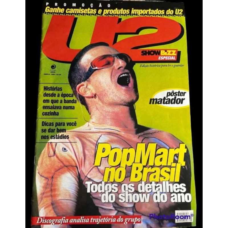 Revista Gigante Show Bizz Especial U2 Pop Mart Tour Brasil - Bono, Bono Vox