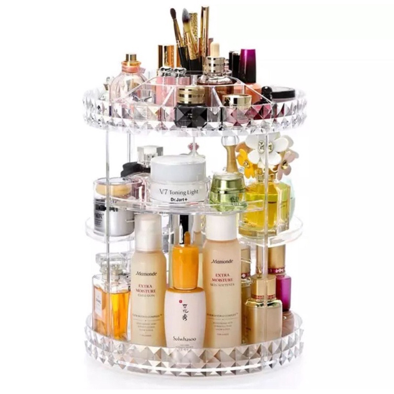 Organizador De Maquiagem Acrílico 360° Giratório Cosméticos