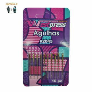 agulha para costurar malha máquina doméstica tam 9,11,14,16 -2045 dourada singer,elgin,janome etc