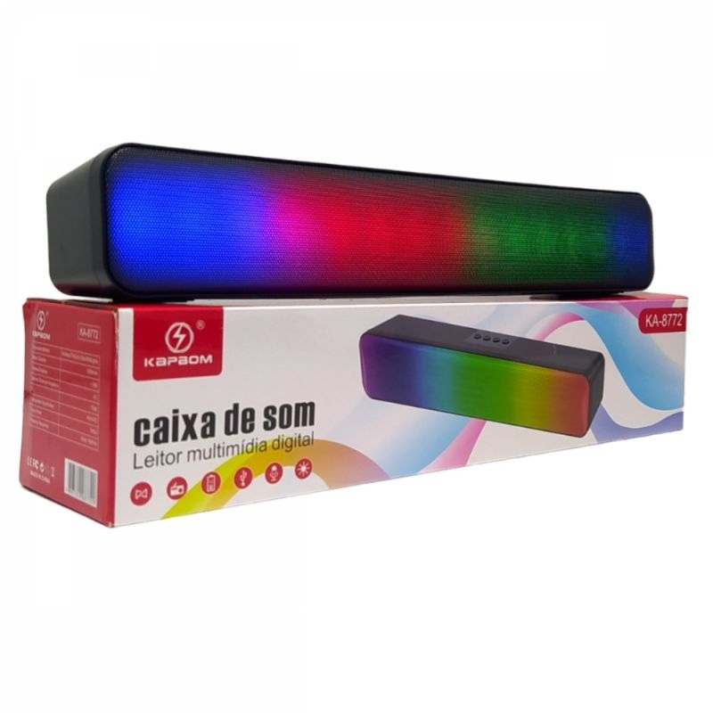 Caixa de Som Estilo SoundBar 40cm com Efeito de LED