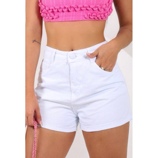 Short Mom Jeans Branco Cintura Alta