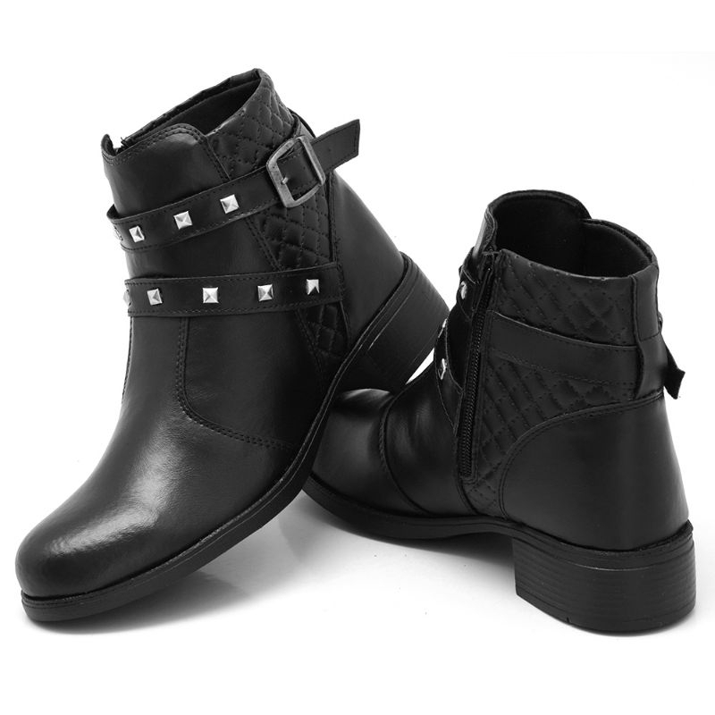 Bota Coturno Feminino Preto Cano Curto Estiloso Para Inverno ref-206