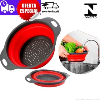 Escorredor Dobrável Silicone Retrátil de Massa Legumes Salada