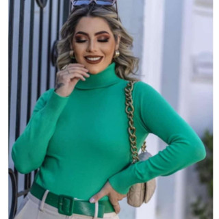 Blusa de frio feminina modelo cacharrel em gola alta em elastano