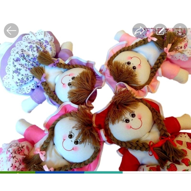 Boneca de Pano Artesanal 35cm kit 8 unidades Bonecas Gaia