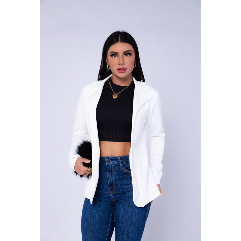 Blazer Feminino Neopreme Casaco De  Frio Terninho  Social Max Com Gola Dupla
