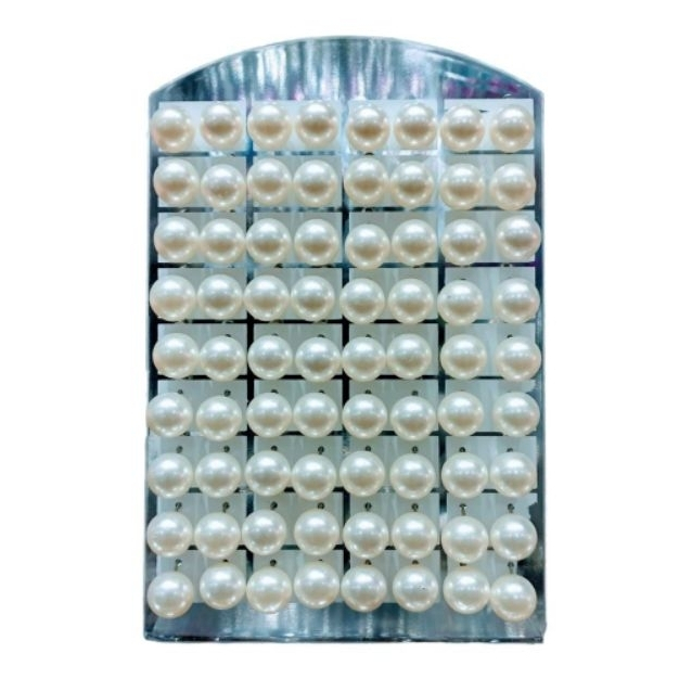 brinco de pérola cartela 36 pares bijuteria moda feminina perola plástica acrílica tamanho 10mm kit