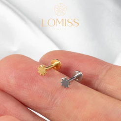 Piercing Helix Tragus Conch Boca-Medusa Labret Aço Cirúrgico Rosca Interna flor Lomiss piercing