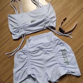 Conjunto de Shorts e Cropeed Franzidos Lacinho Modinha