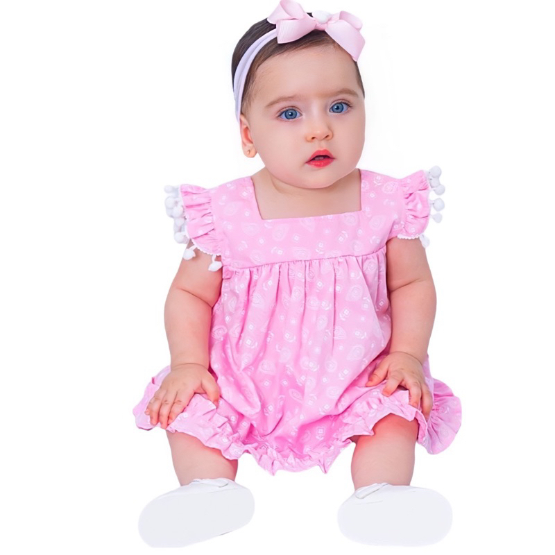Vestido de Bebê 100% Algodão Mundo Nina Kids Roupa de Bebê - Maria em Oferta na Shopee