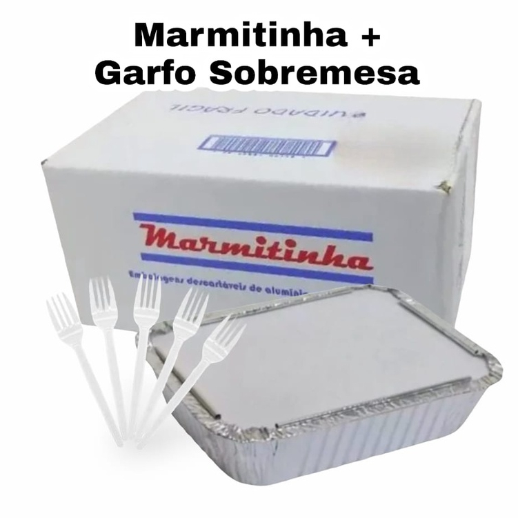 Kit Marmitinhas De Alumínio Descartável 220ml + Garfo Para Doce Sobremesa - 50, 100, 150 ou 200 Unid