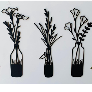 Kit 3 Quadros Flores na Garrafa Decorativo Mdf 3mm em Oferta na Shopee