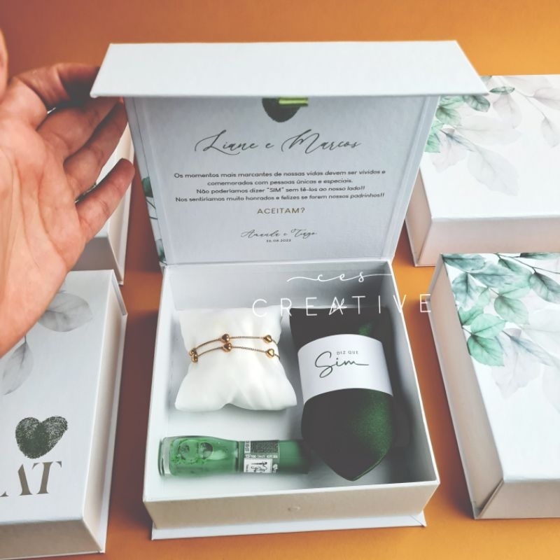 Caixa convite para padrinhos 15x15x5 -  Kits de 1 a 4