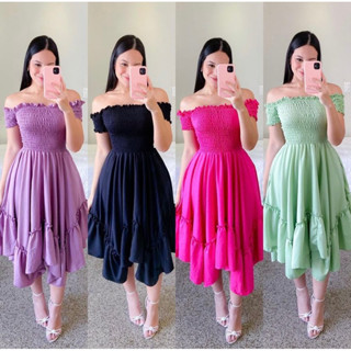 Vestido Lastex Midi Curto Moda Evangelica Manga Ciganinha