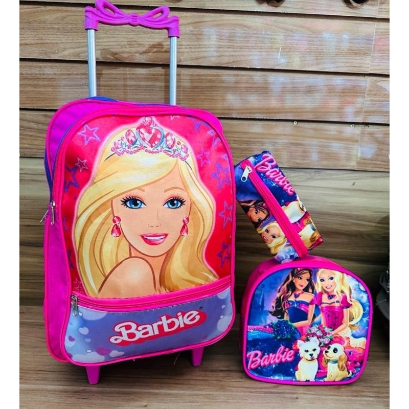 Kit Mochila IINFANTIL escolar de rodinhas da Barbie barbi + estojo + lancheira menina