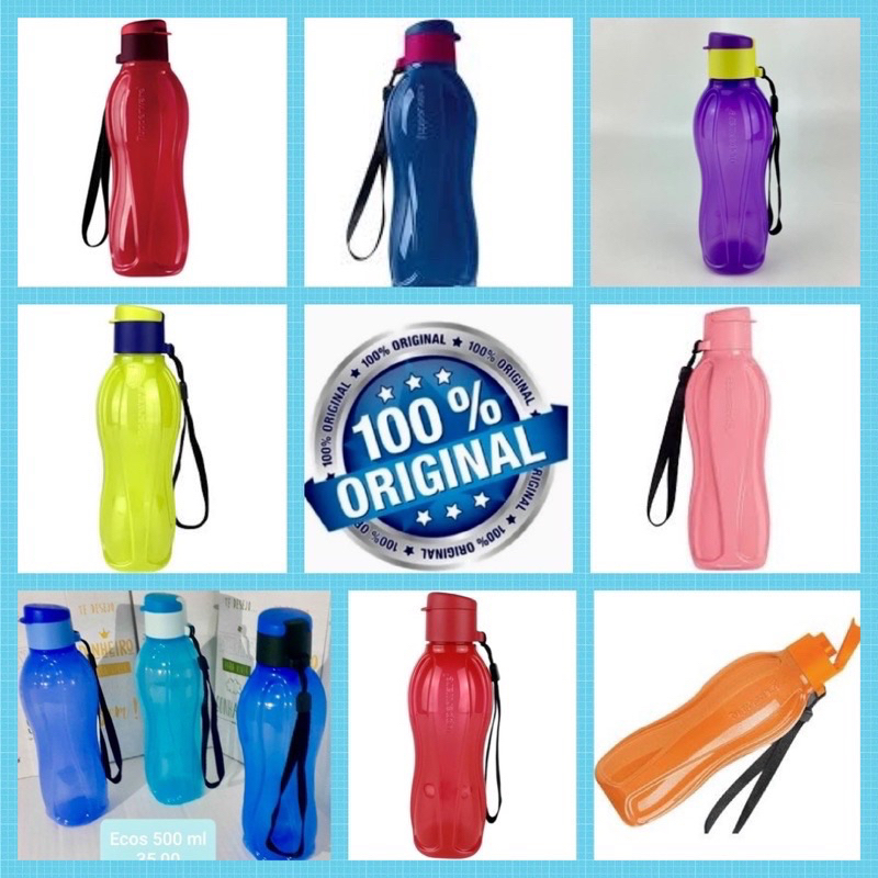 Eco Tupper Plus 500ml Garrafa Tupperware Tampa Flip Top E Cordinha, Cores Diversas