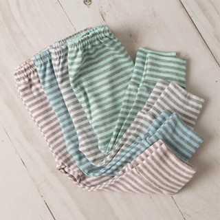 Calça / Mijão Bebê / Culote Suedine LISTRADO Pé Reversível 100% Algodão