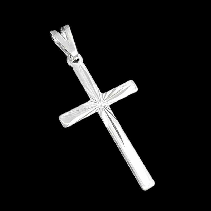 Pingente Masculino Cruz Riscada Banhado a Prata 925