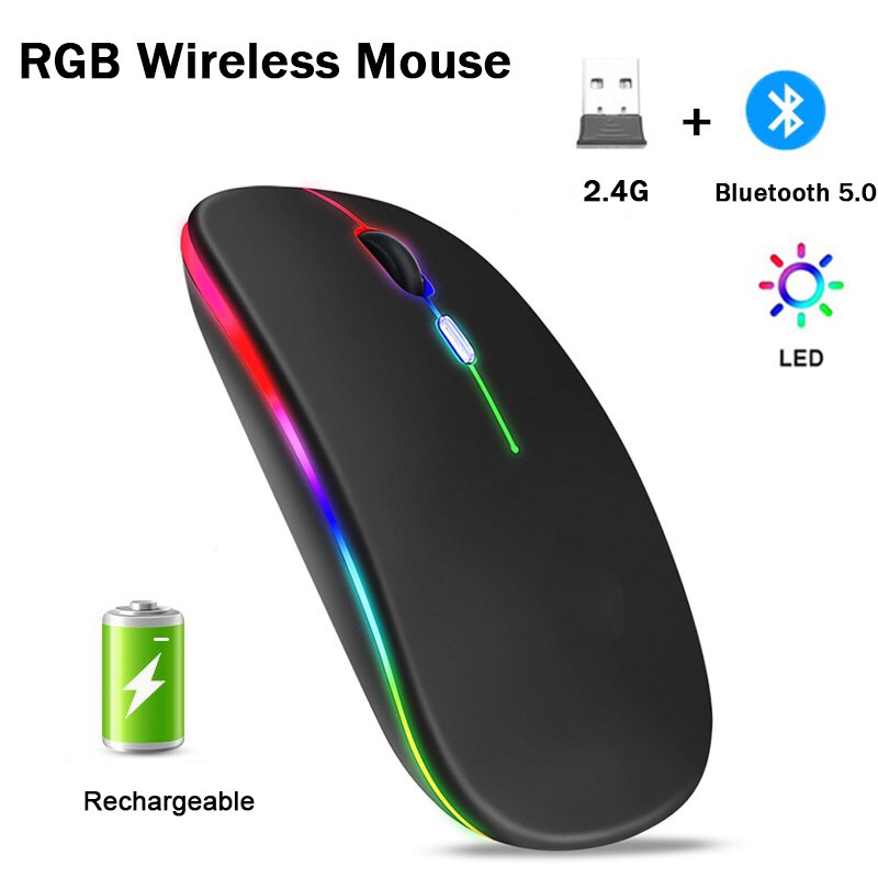 Mouse sem fio com USB recarregável sem som para laptop desktop home office mouse leve para jogos unissex
