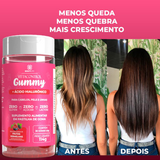 Melhor Vitamina para Crescimento Capilar + Ácido Hialurônico | Gummy Sabor Frutas Vermelhas 114g