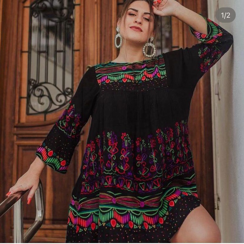 bata indiana  bordada em Oferta na Shopee