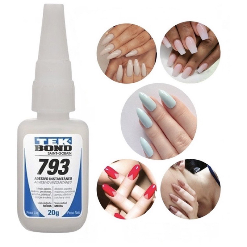 Cola Instantânea Tek Bond 793 20g Acrigel Cola Unha Postiça Antientupimento