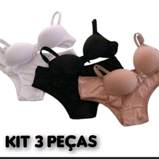 Kit 3 Conjunto Menina Moça Com alça Bojo Sem Arco  Soutiens e Calcinha Juvenil em Oferta na Shopee
