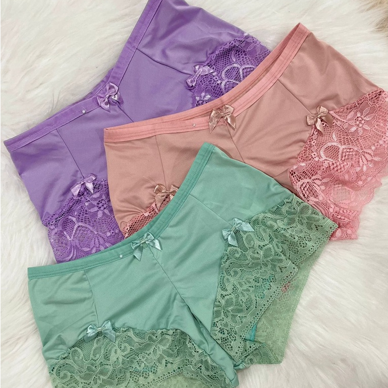Calcinha Shortinho Feminino Lingerie Em Microfibra Com Recorte de Renda e Forro Algodão em Oferta na Shopee