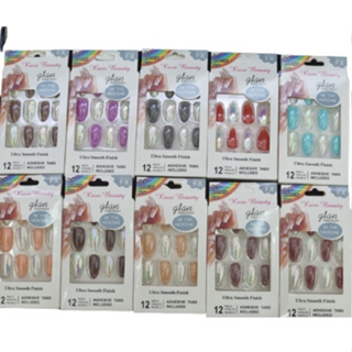 Unhas postiças autocolantes decoradas, cores modernas - Modelos sortidos em Oferta na Shopee