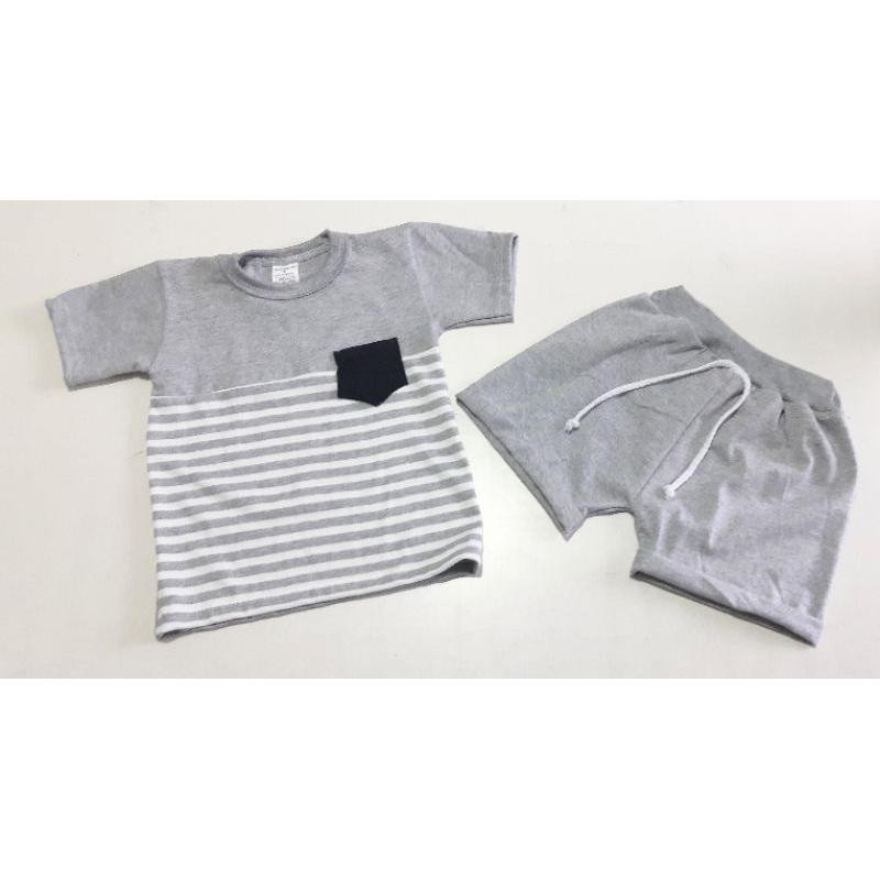 Conjunto bebê e infantil listrado com short