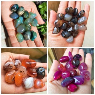 Kit com 20 Pedras Naturais, Ágata Verde, Ágata Vermelha, Ágata Rosa, Pedras Roladas.