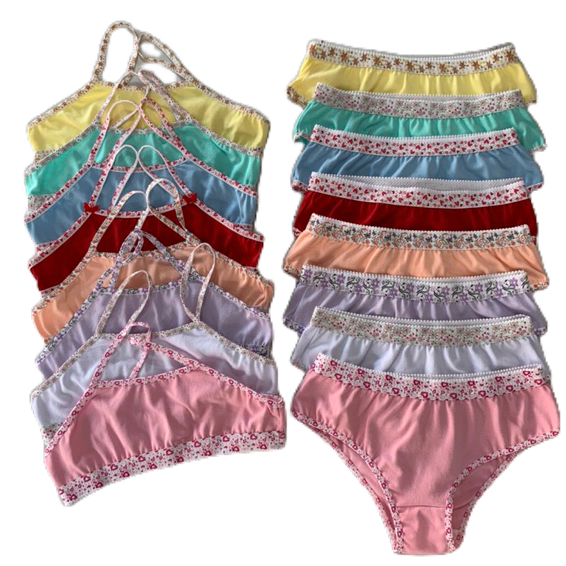 Kit Com 10 Conjuntos De Lingerie Menina Moça Algodão Paty Grife em Oferta na Shopee