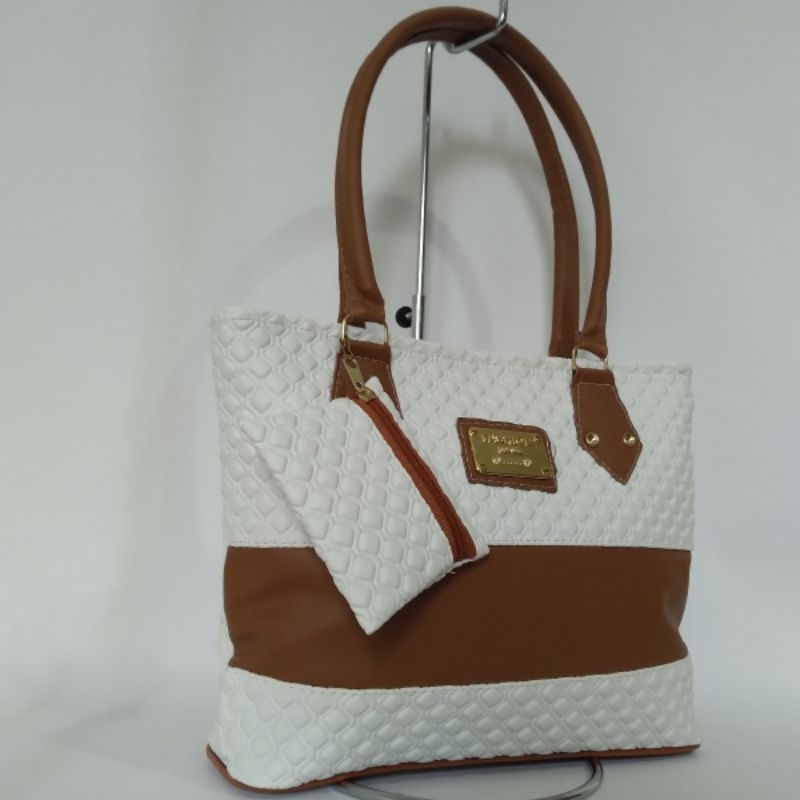 Bolsa Média Feminina em Tecido Couro Sintético Alça Mão Com Porta Moedas BS37