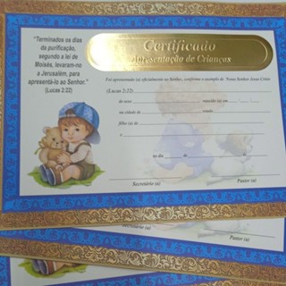 kit certificado de apresentação menino