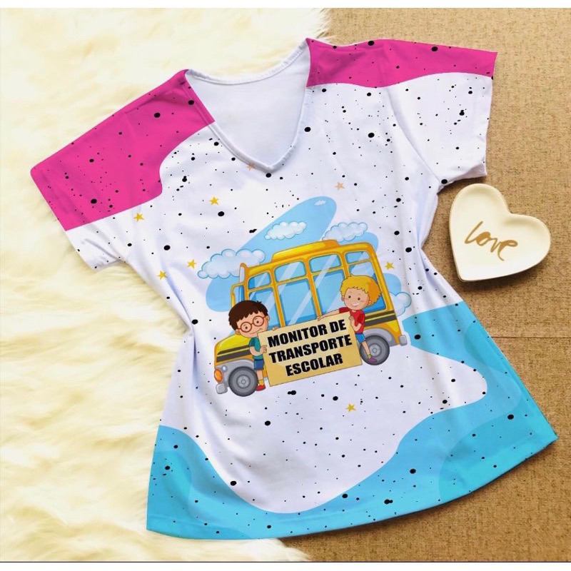 Camiseta T-shirt Transporte Escolar / Monitor Escolar feminina