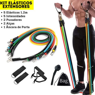 Kit 11 Pçs Elastico Exercicio Bands Para Treino Malhar Musculação Malhação Equipamento Pilates Crossfit Fitness Casa Academia