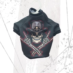 roupinha cachorro camiseta pet raglan caveira rock