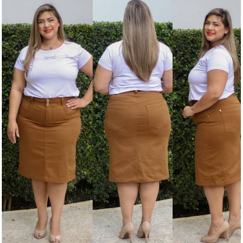 saía plus Size em Brim do 48 ao 58