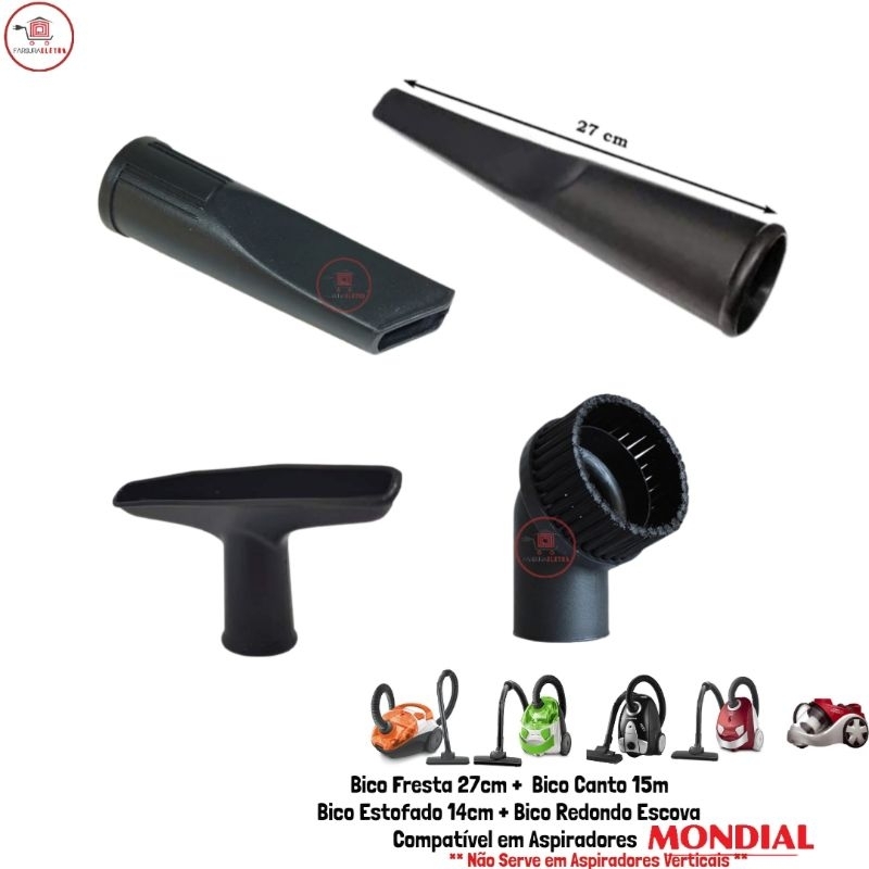 Kit 4 Bocais Para Limpeza Aspiradores de Pó Mondial Modelos na Descrição ( Não serve Asp Vertical )