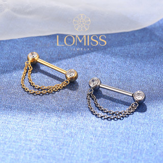Piercing Barbell Titânio G23 Zircônia Com Corrente Lomiss  piercing em Oferta na Shopee