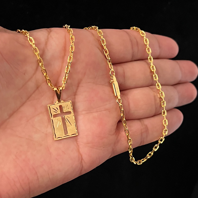 Corrente Correntinha Masculina 2.5mm Cadeado 60cm 70cm Banhado A Ouro 18k Pingente Cruz em Oferta na Shopee