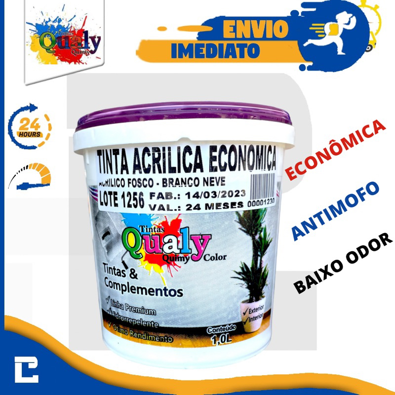 Tinta Acrílica Branco Neve 900ml Economica Antimofo Parede Qualy Color